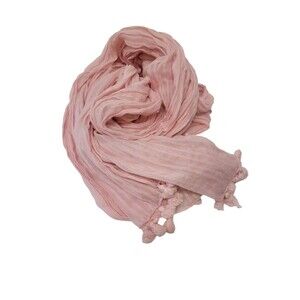 Hollister California Women’s Pink 100% Cotton‎ Tassels Wrap/Shawl/Scarf 30x82